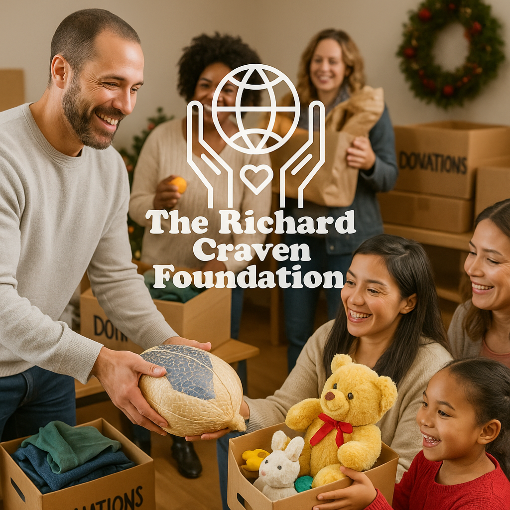 Families donating toys and food